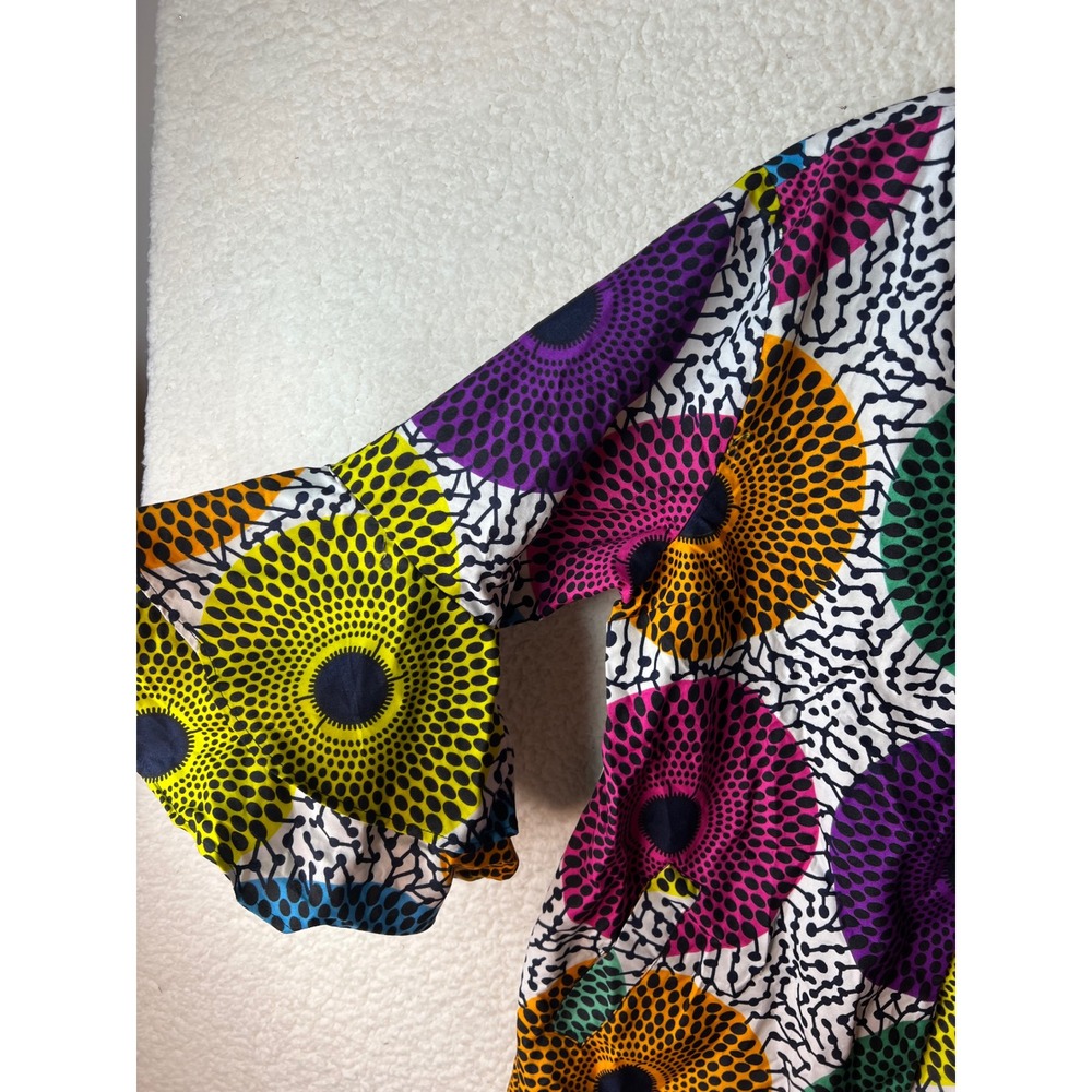 Shenbolen African Print Kimono Cardigan Multi Color Ankara Ruffle Sleeve 2XL NEW - Picture 3 of 9